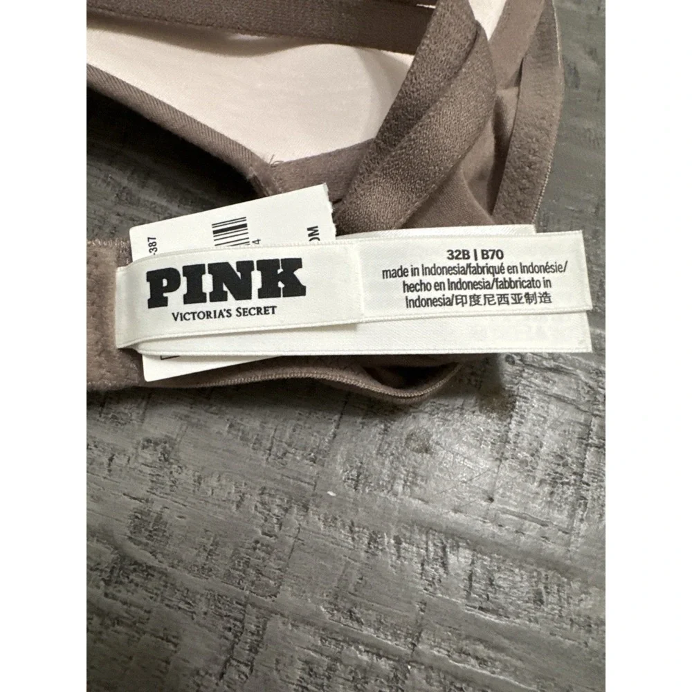 Victoria's Secret PINK 32B Wear Everywhere Lightly Lined T-Shirt Bra Taupe Brown - Picture 5 of 8